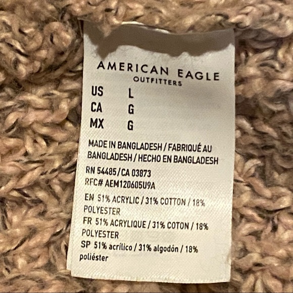 AEO Chunky Knit Long Duster Open Front Dusty Rose Pink Sweater Women's L Large - Picture 8 of 8